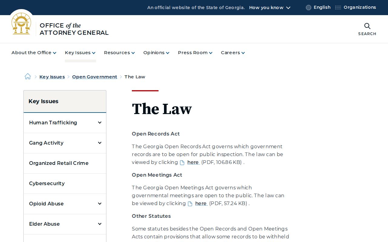 Georgia public-record law overview for arrest and booking records